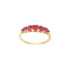 9CT Pre-owned 5 Stone Ruby Ring (Size U)