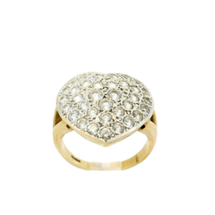 9CT Pre-owned Stone Set Heart Ring (Size P)