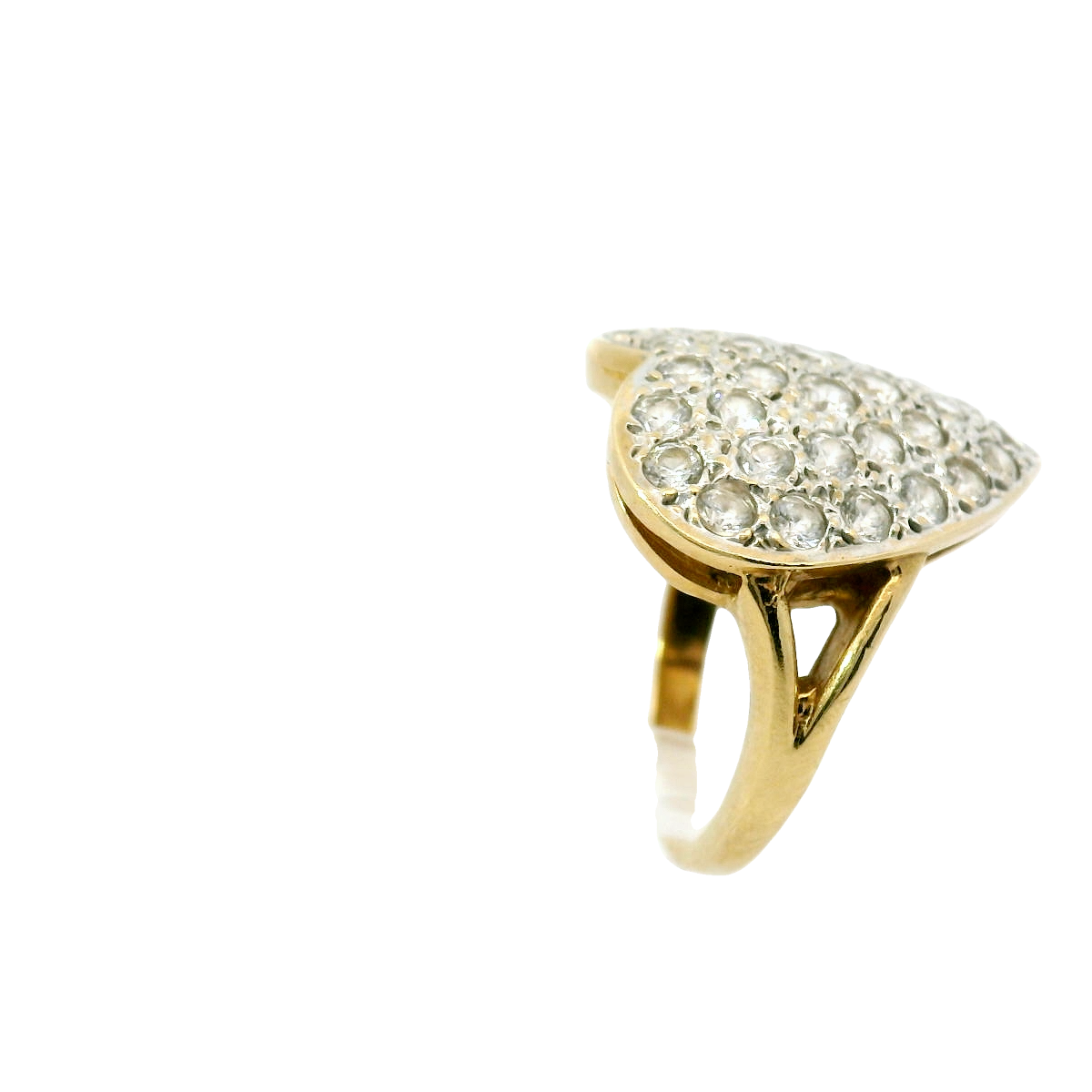 9CT Pre-owned Stone Set Heart Ring (Size P)