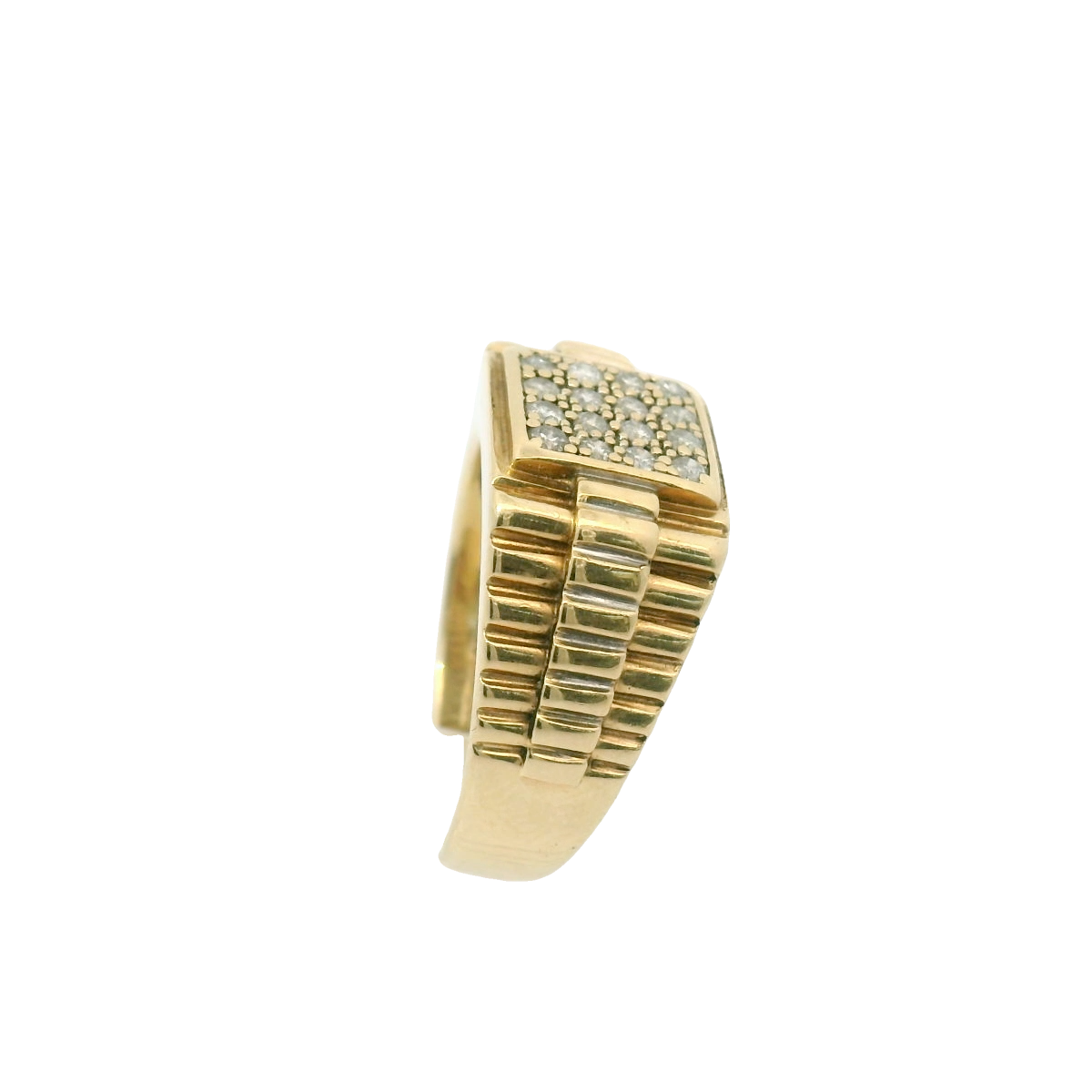 9CT Pre-owned Diamond Rolex Style Ring (Size R)