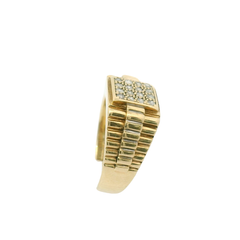 9CT Pre-owned Diamond Rolex Style Ring (Size R)