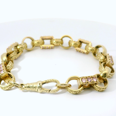 8.5” Pre-owned 9CT Pink CZ Set Gypsy Bracelet (32.47g)