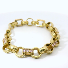 8.5” Pre-owned 9CT Pink CZ Set Gypsy Bracelet (32.47g)