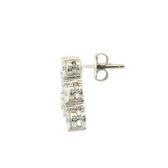 18CT White Gold Pre-owned Three Stone Drop Earrings (1.5ct G-H SI1)