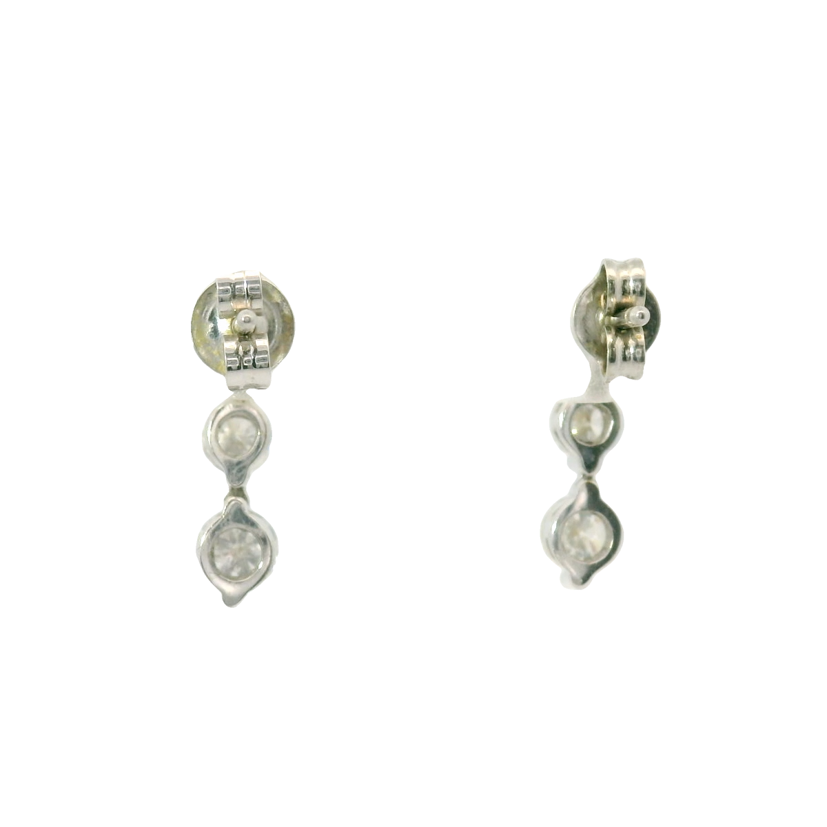 18CT White Gold Pre-owned Three Stone Drop Earrings (1.5ct G-H SI1)