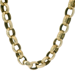 28” Pre-owned 9CT Patterned & Plain Oval Belcher Chain Necklace (67.71g)