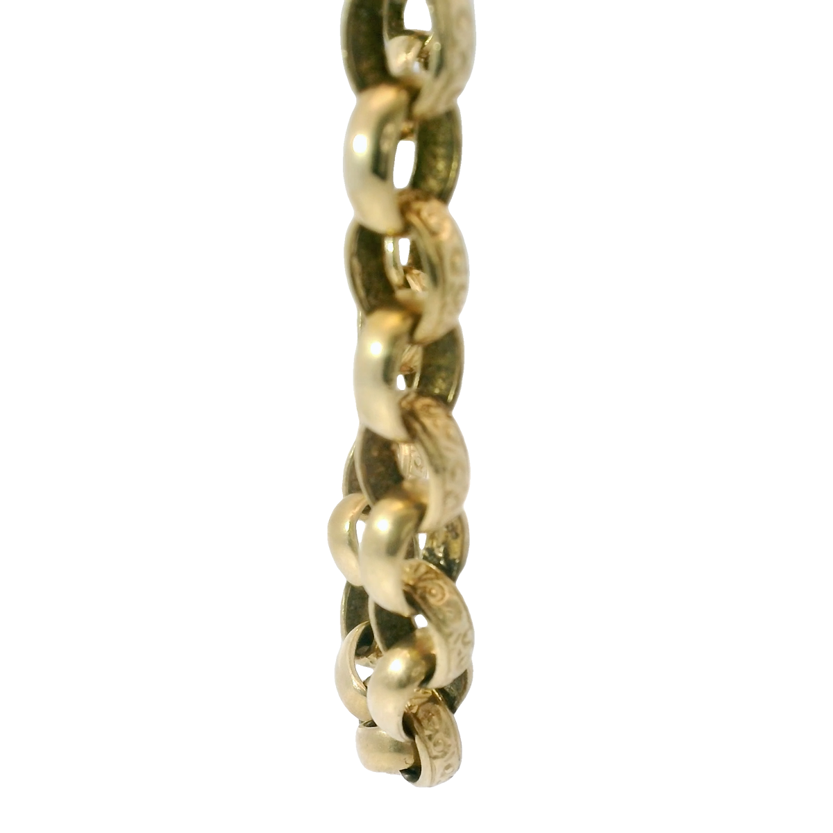 28” Pre-owned 9CT Patterned & Plain Oval Belcher Chain Necklace (67.71g)