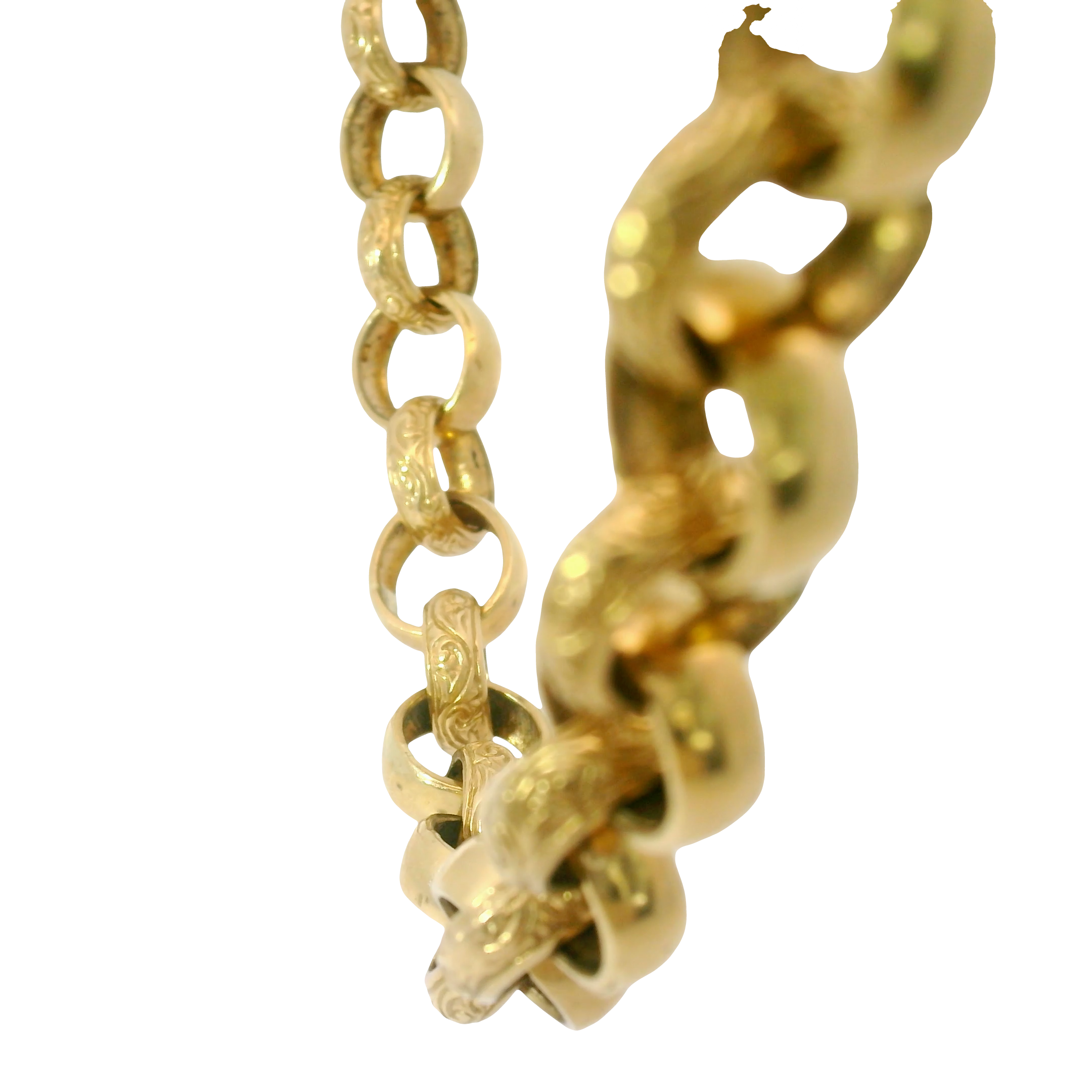 26” Pre-owned 9CT Patterned & Plain Belcher Chain Necklace (96.53g)