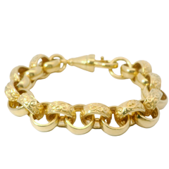 10” Pre-owned 9CT Patterned & Plain Belcher Bracelet (74.4g)