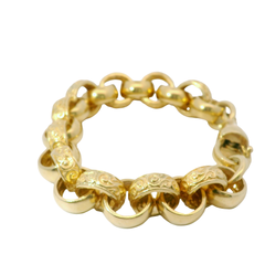 10” Pre-owned 9CT Patterned & Plain Belcher Bracelet (74.4g)
