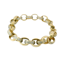 9.6” Pre-owned Stone Set Oval Belcher Bracelet (27.74g)