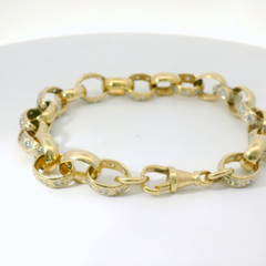 9.6” Pre-owned Stone Set Oval Belcher Bracelet (27.74g)