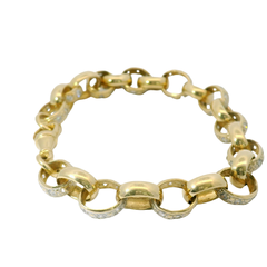 9.6” Pre-owned Stone Set Oval Belcher Bracelet (27.74g)