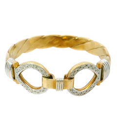 7.75” Pre-owned 9CT Diamond Set Double Hook & Loop Bangle (86.7g)