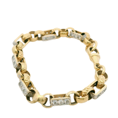 8” Pre-owned 9CT Gypsy Link Bracelet with CZ’s (22.82g)
