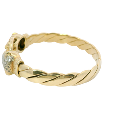 6.5” Pre-owned 9CT Stone Set Blue Eyed Leopard Head Bangle (36.22g)