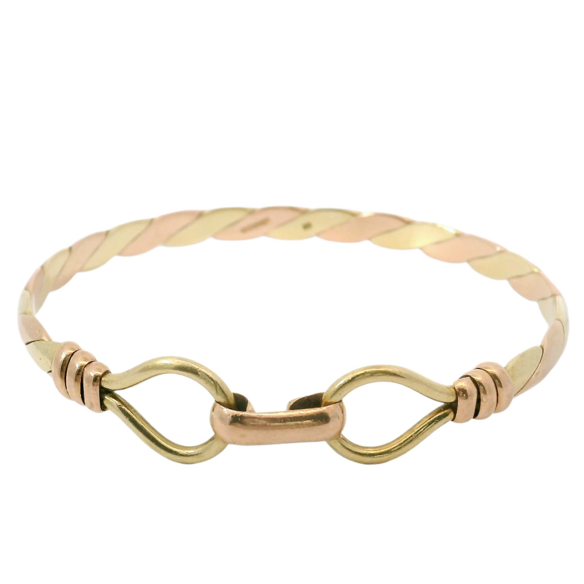 7” Pre-owned 9CT Two-Tone Double Hook & Loop Bangle (16.24g)