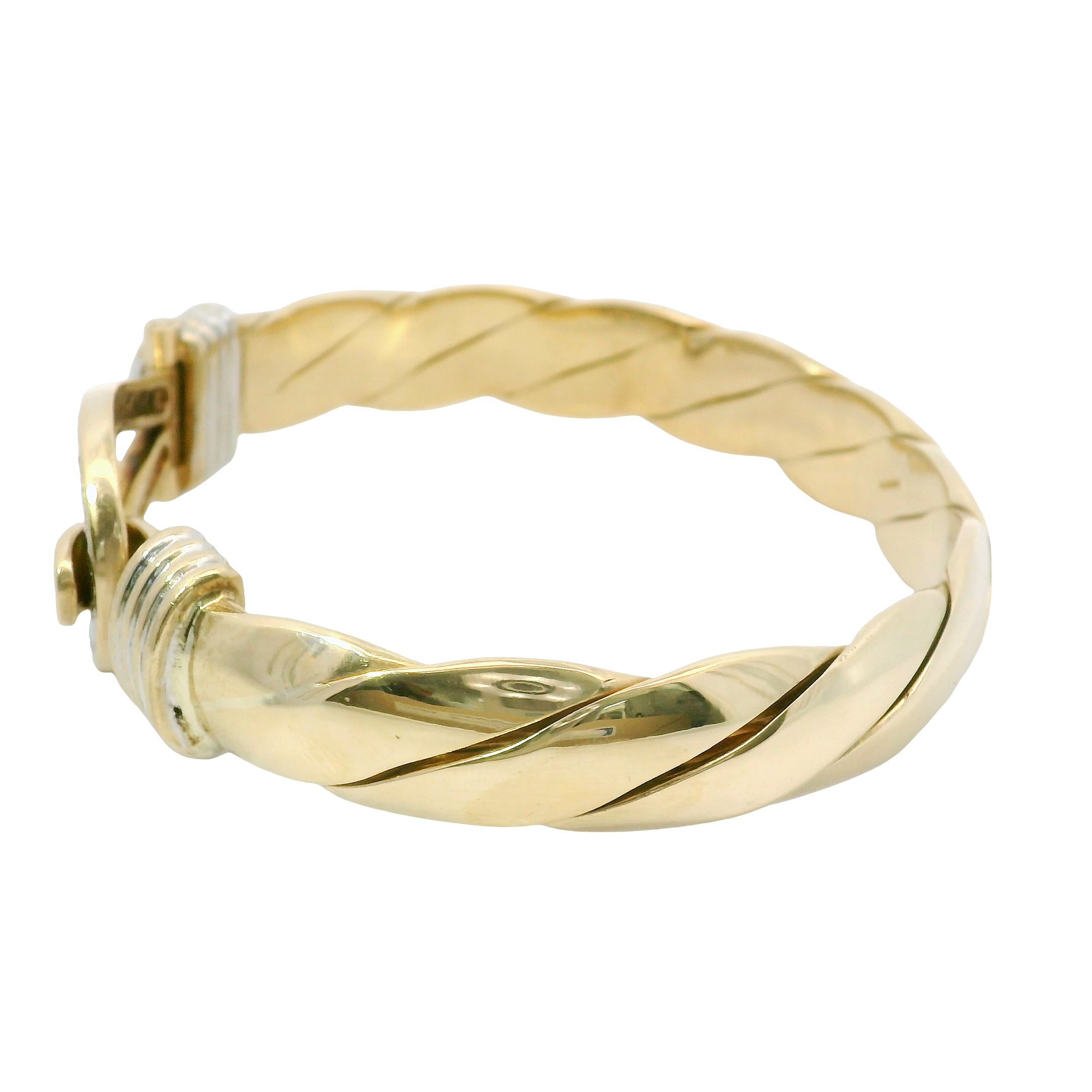 8.5” Pre-owned 9CT Diamond Set Hook & Loop Bangle (87.56g)