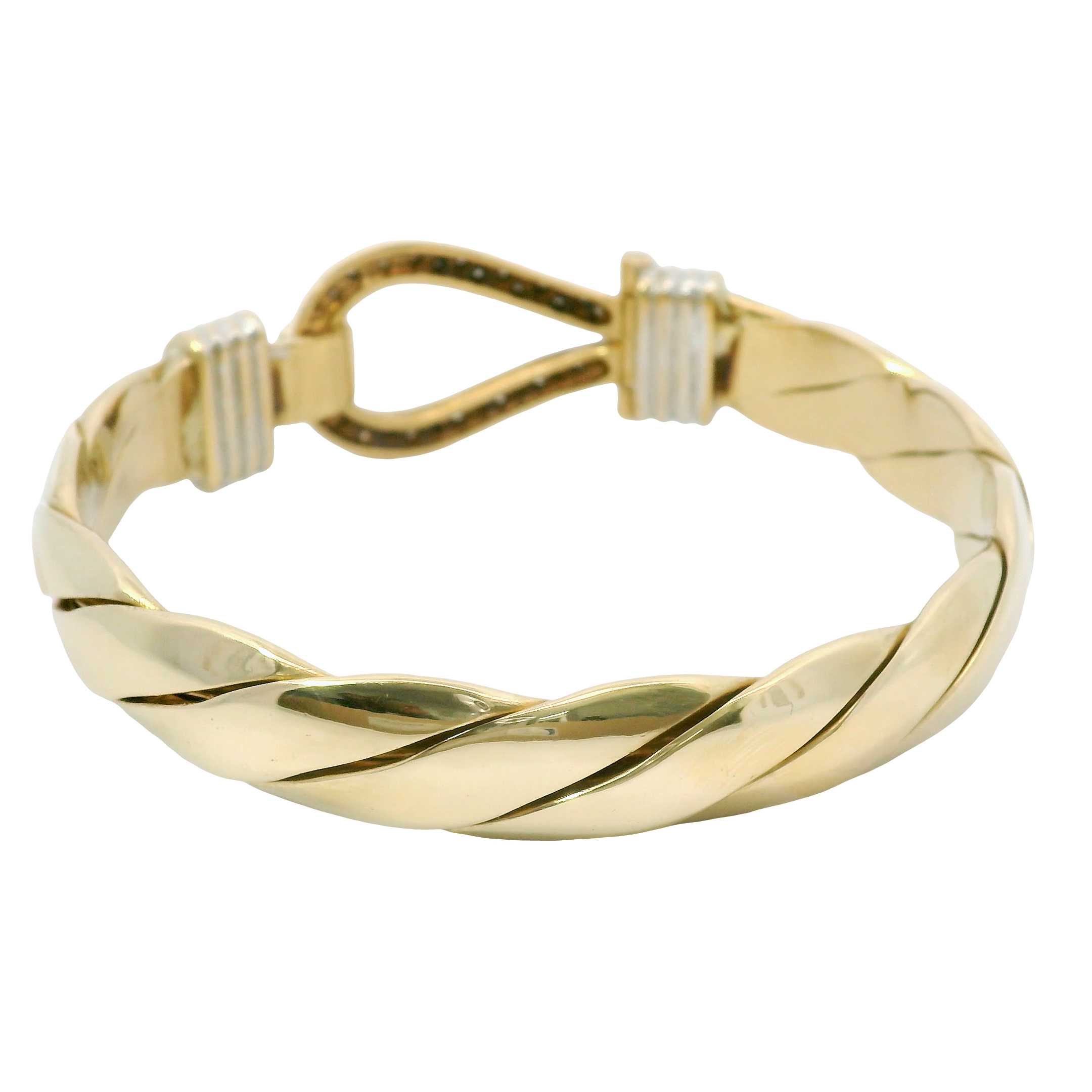 8.5” Pre-owned 9CT Diamond Set Hook & Loop Bangle (87.56g)