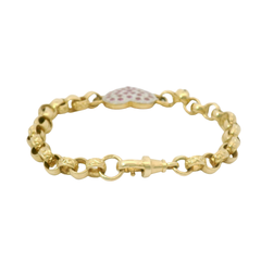 7.5” Pre-owned 9CT Pink Stone Set Heart Belcher Bracelet (15.52g)