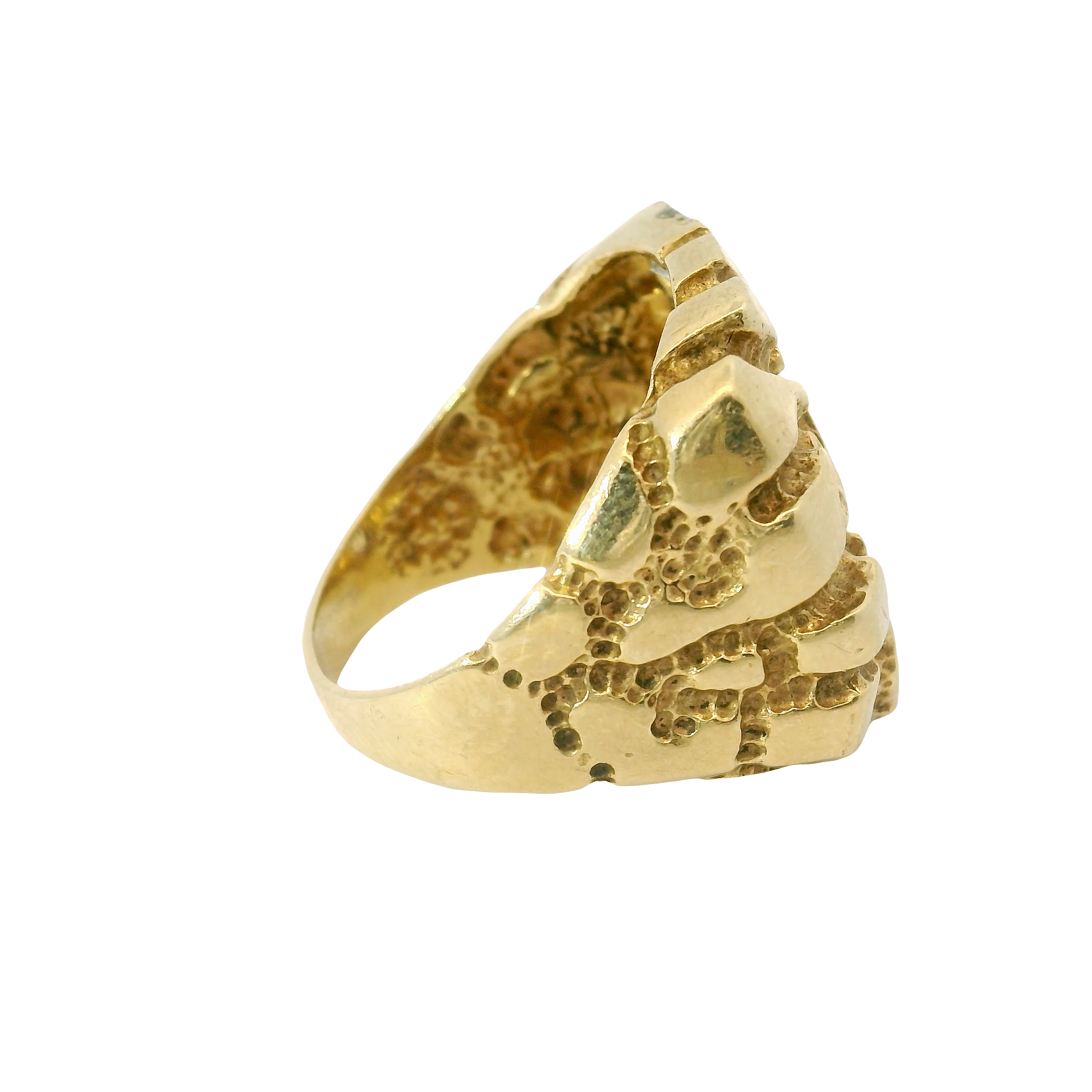 9CT Pre-owned Stone Set & Patterned Ring (Size R)