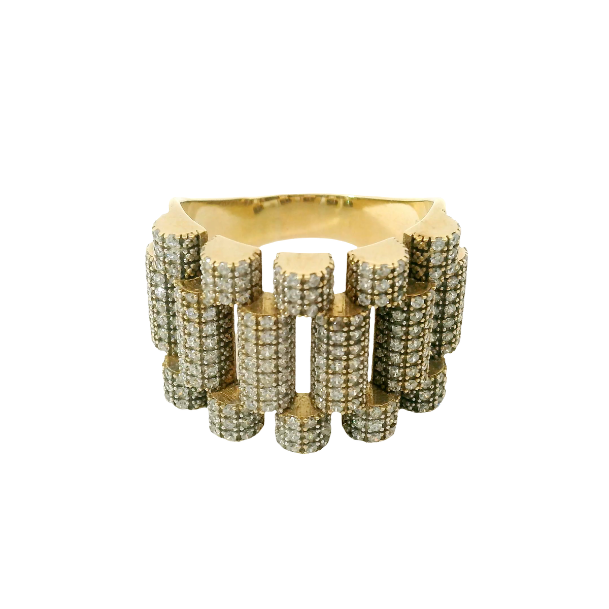 9CT Pre-owned Watch Stone Set Watch Strap Style Ring (Size Y 1/2)