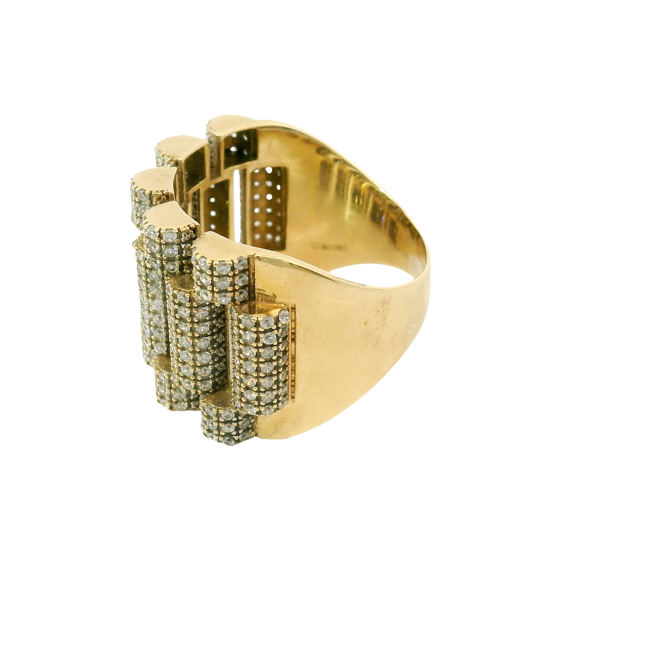 9CT Pre-owned Watch Stone Set Watch Strap Style Ring (Size Y 1/2)