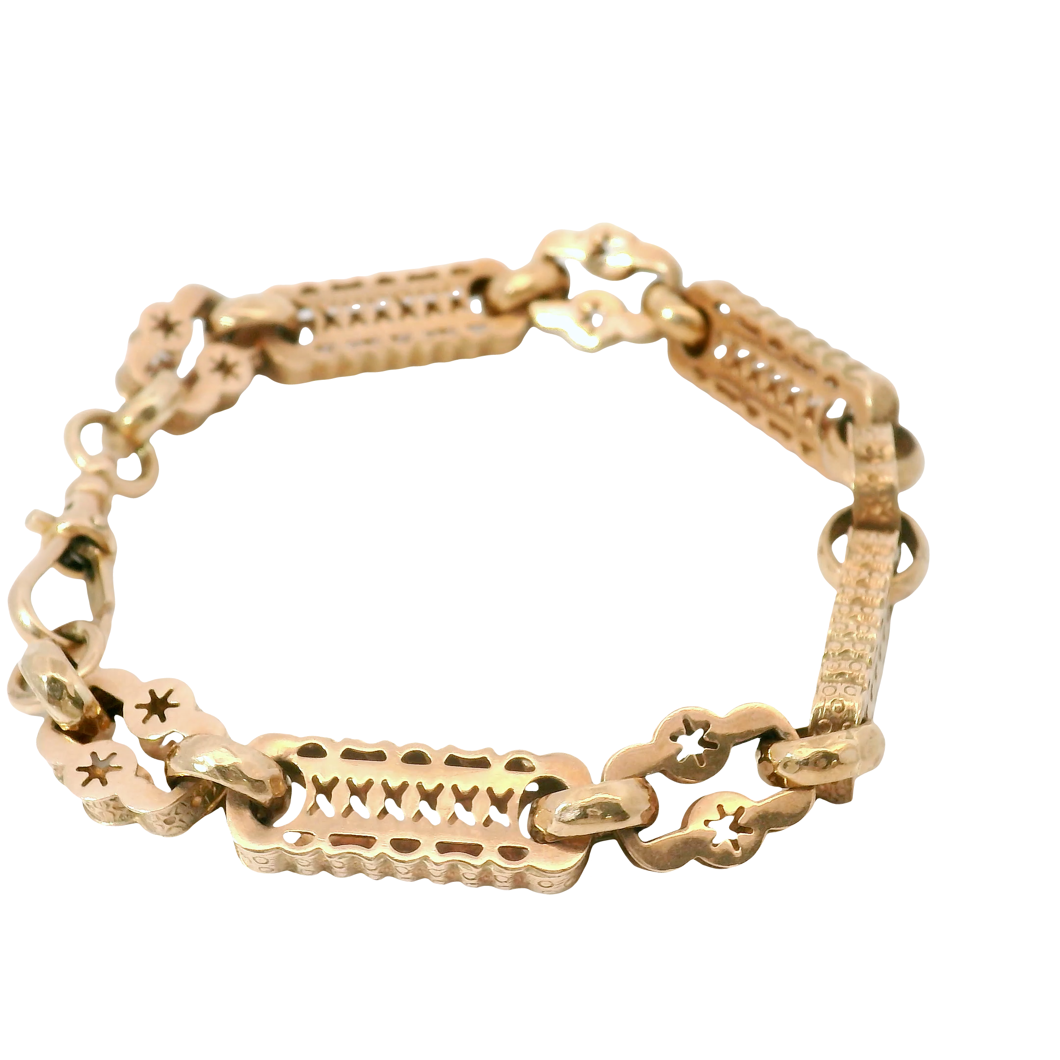 8” Pre-owned 9CT Rose Gold Star & Bar Bracelet (20.28g)