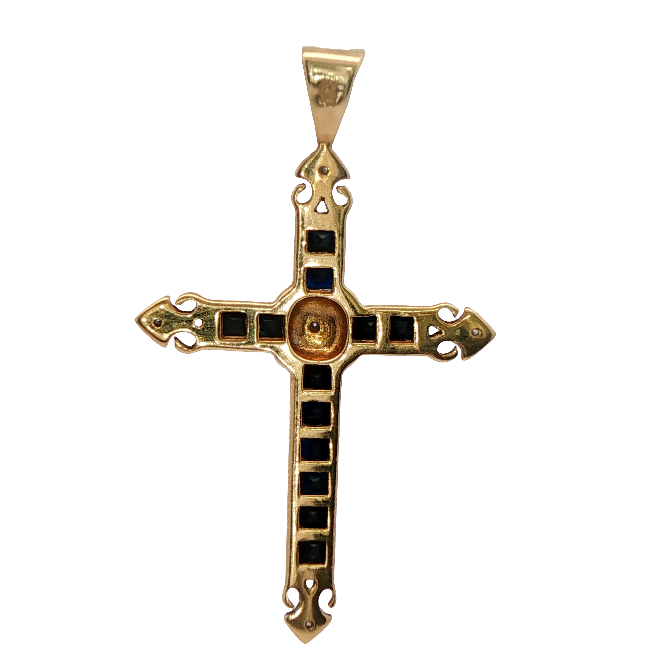 9CT Pre-owned Small Stone Set Cross Pendant (1.34g)