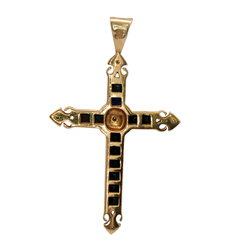 9CT Pre-owned Small Stone Set Cross Pendant (1.34g)