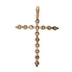 9CT Pre-owned Small Stone Set Cross Pendant (2.15g)