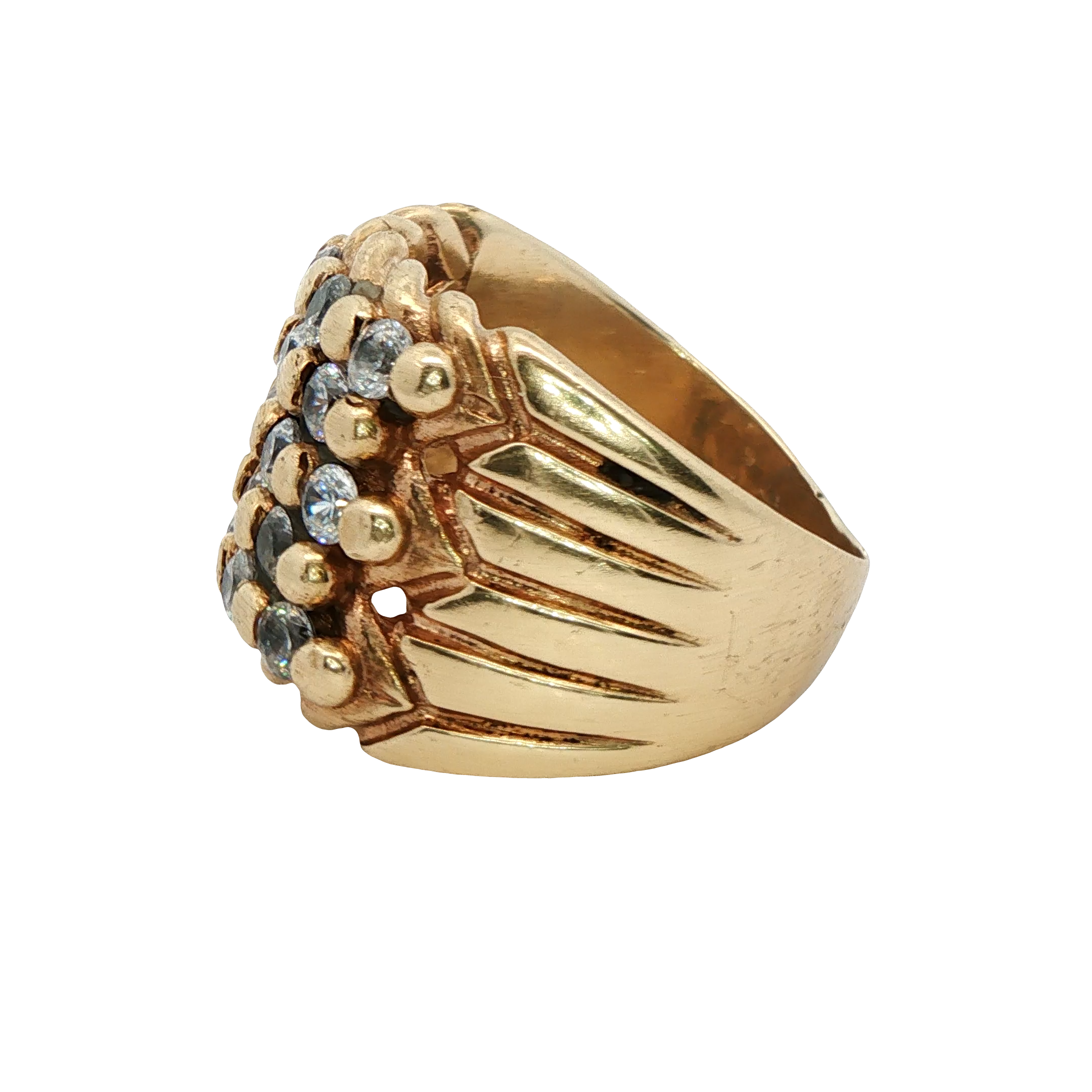 9CT Pre-owned Stone Set Keeper Ring (Size V)