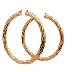 9CT Pre-owned Hollow Twist Hoop Earrings (7.19g)