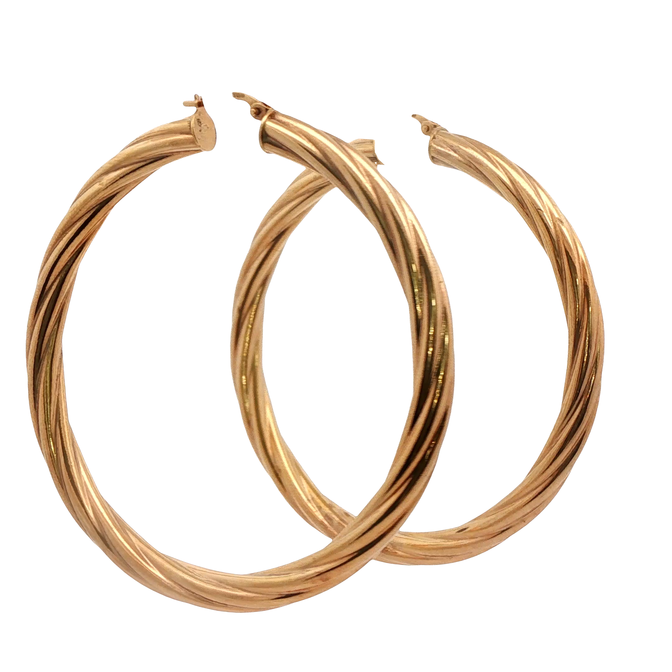 9CT Pre-owned Hollow Twist Hoop Earrings (7.19g)