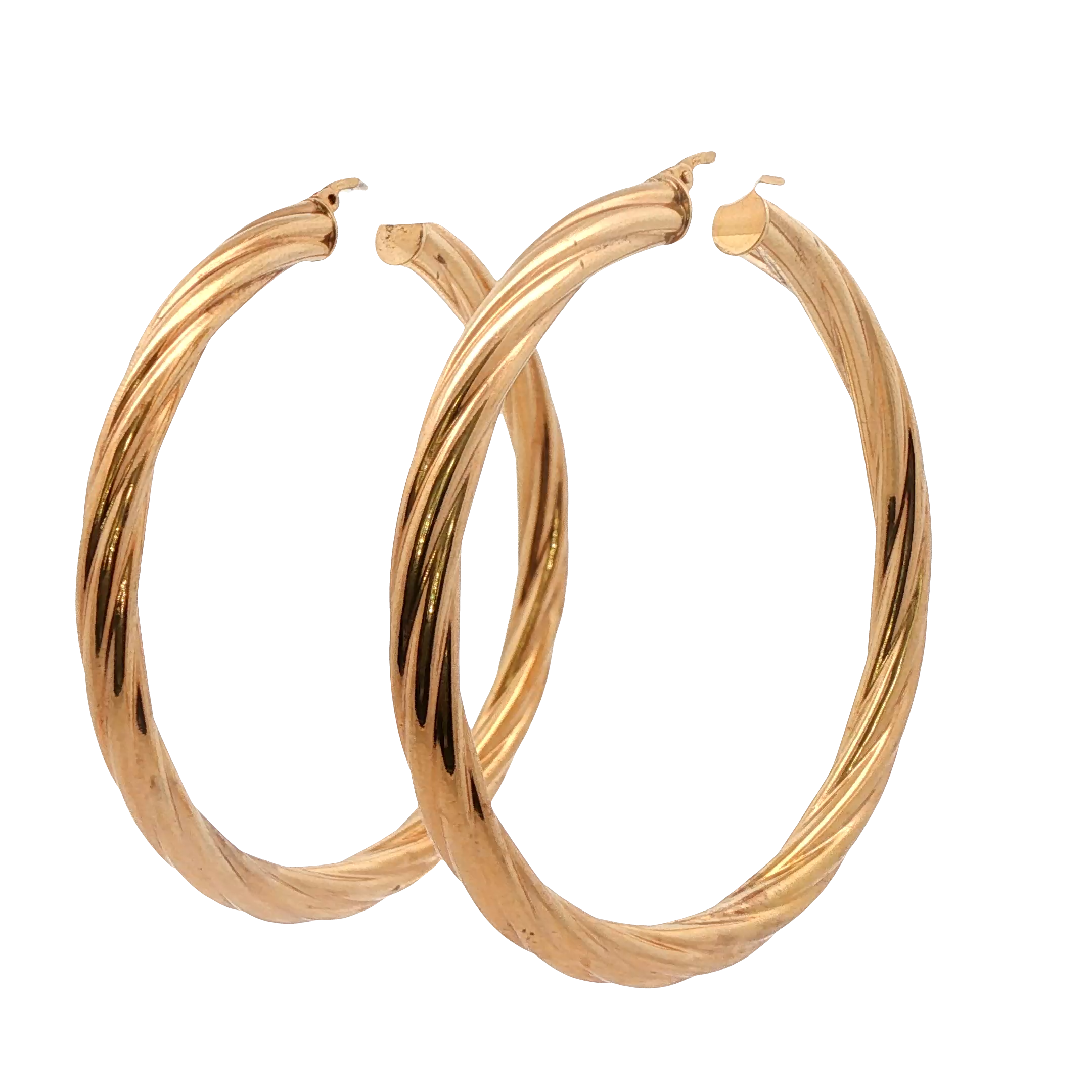 9CT Pre-owned Hollow Twist Hoop Earrings (7.19g)