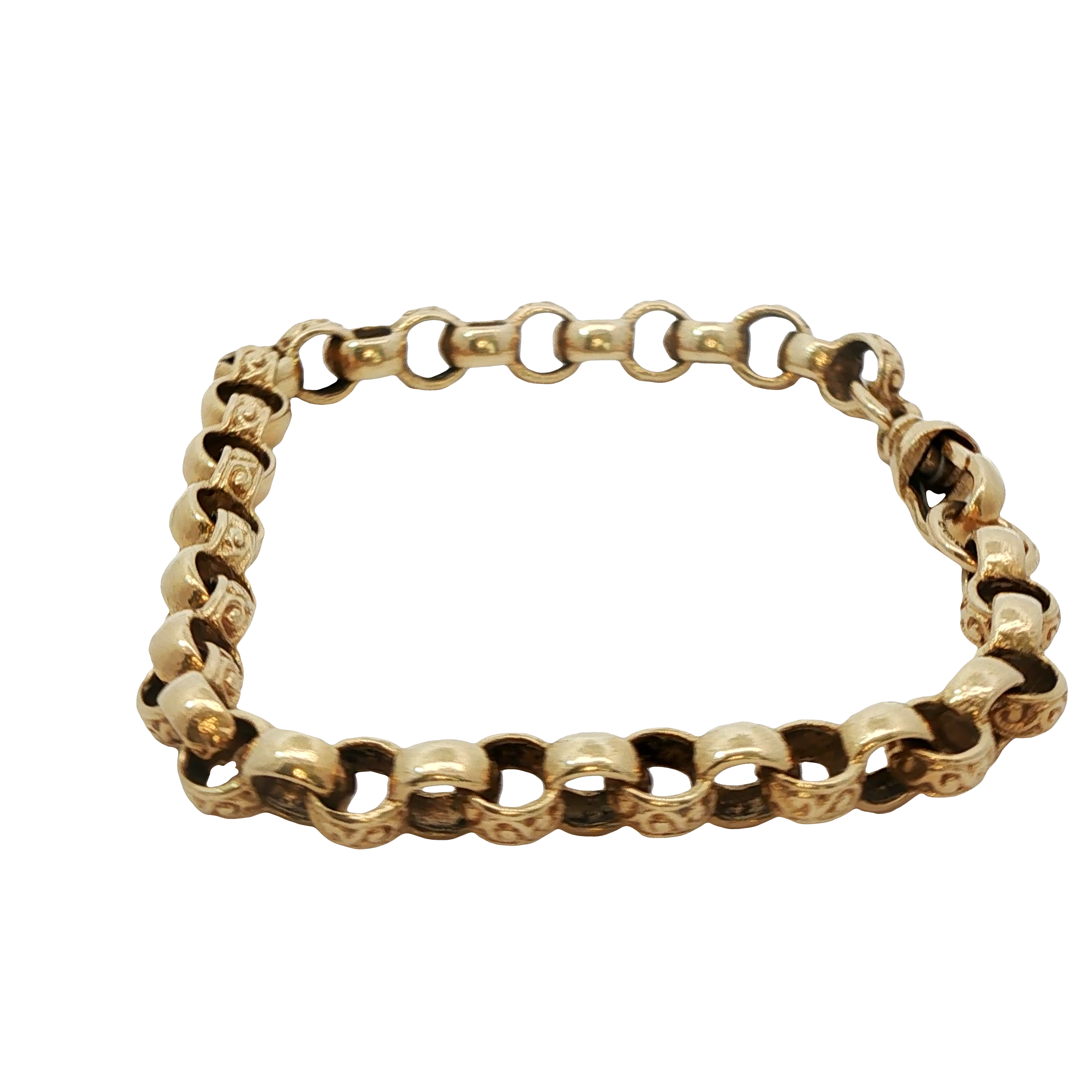 7” Pre-owned 9CT Plain & Patterned Belcher Bracelet (14.6g)