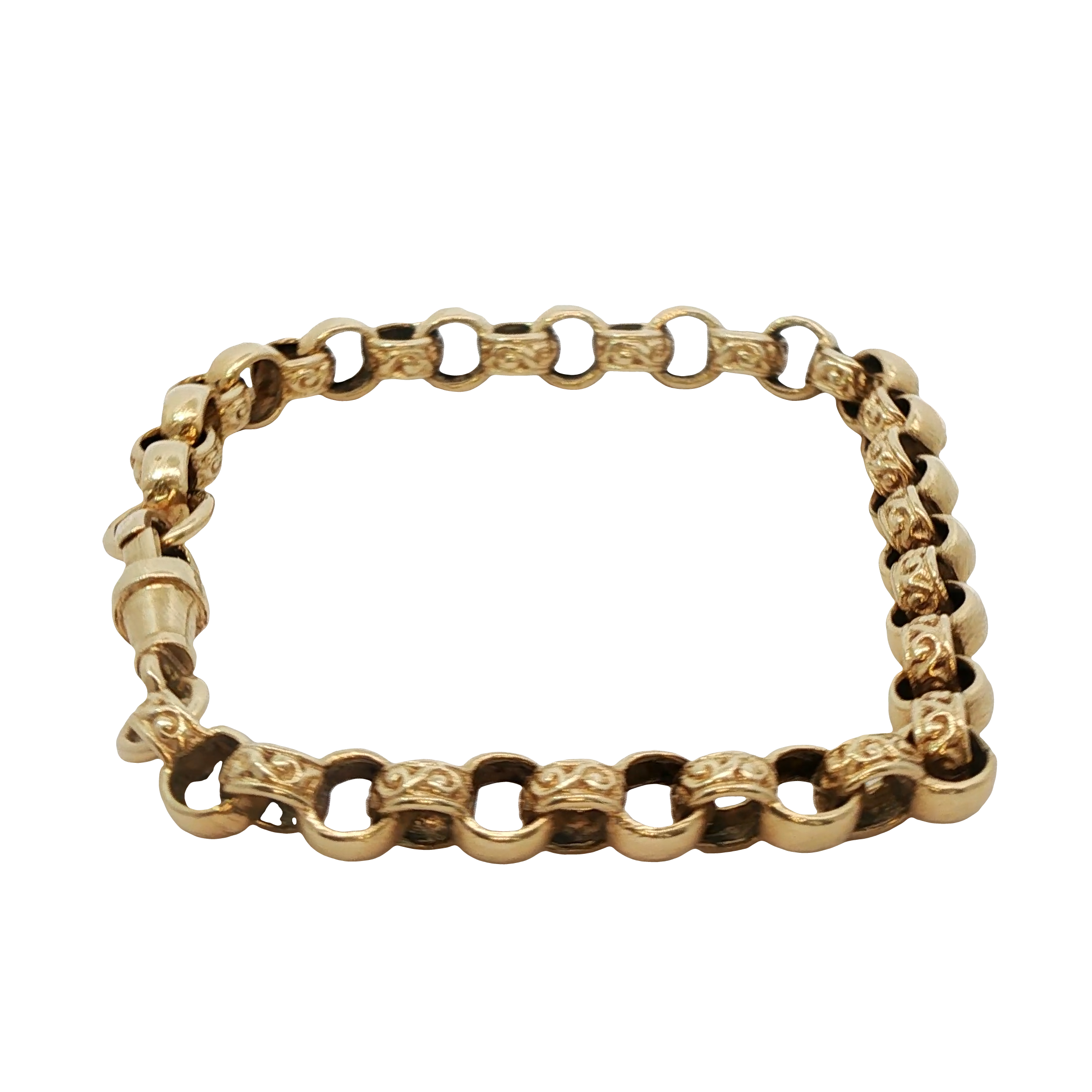 7” Pre-owned 9CT Plain & Patterned Belcher Bracelet (14.6g)