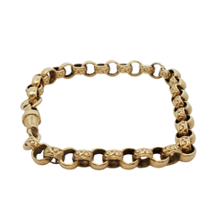 7” Pre-owned 9CT Plain & Patterned Belcher Bracelet (14.6g)