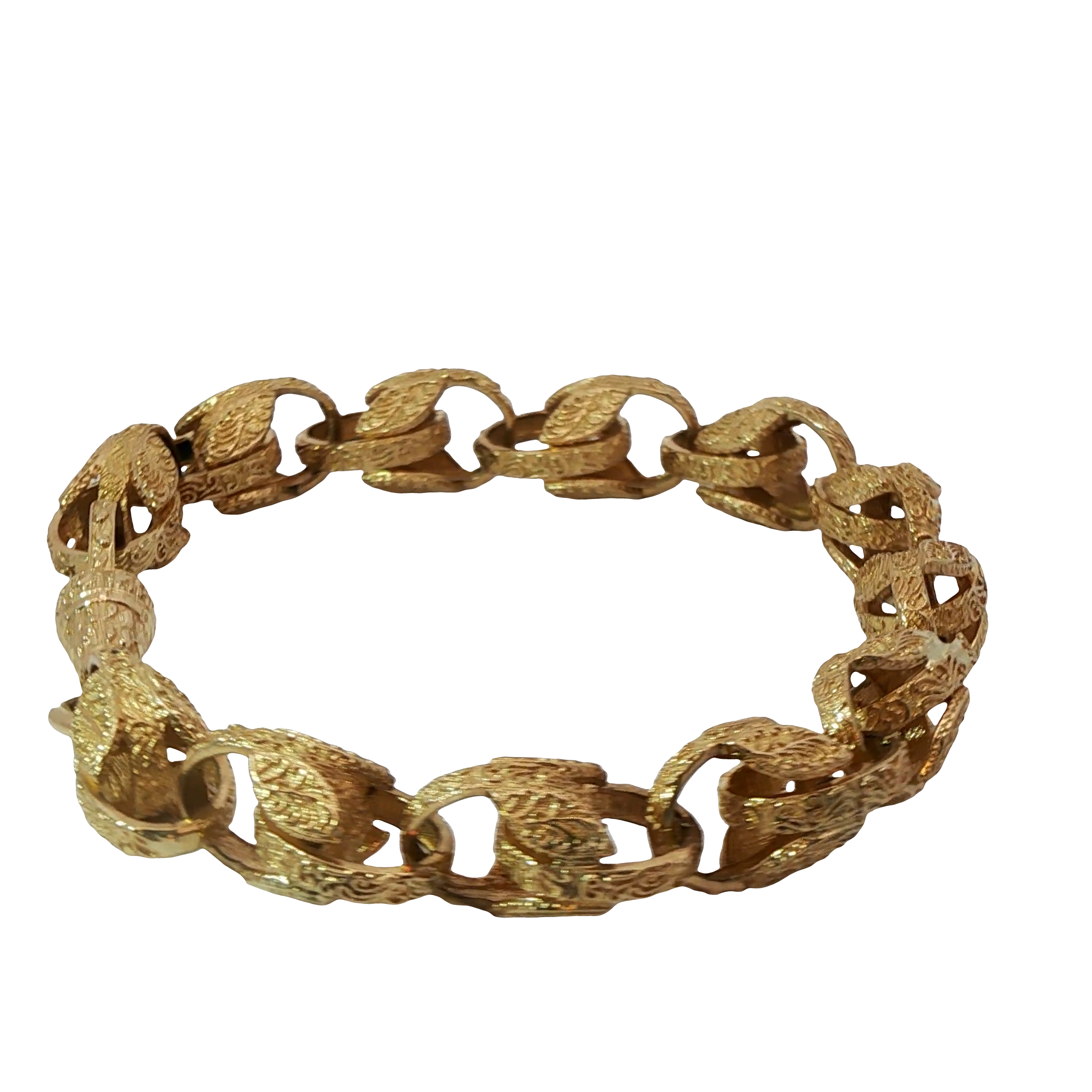 9” Pre-owned 9CT Patterned Acorn Belcher Bracelet (32.61g)