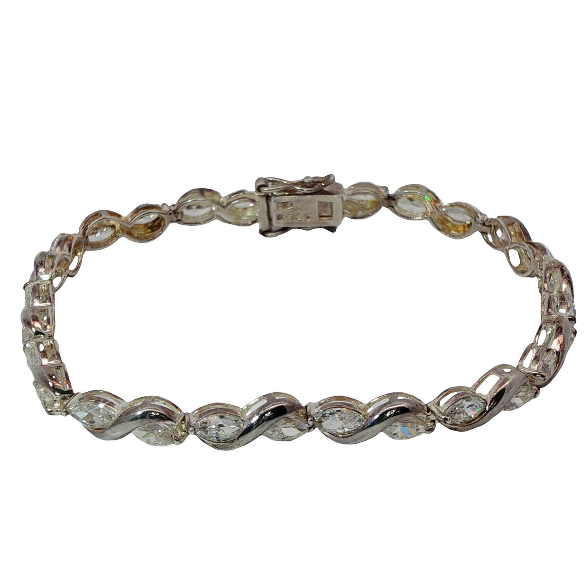 7.5” Pre-owned 925 Silver Tennis Bracelet with Oval CZ’s (12.18g)