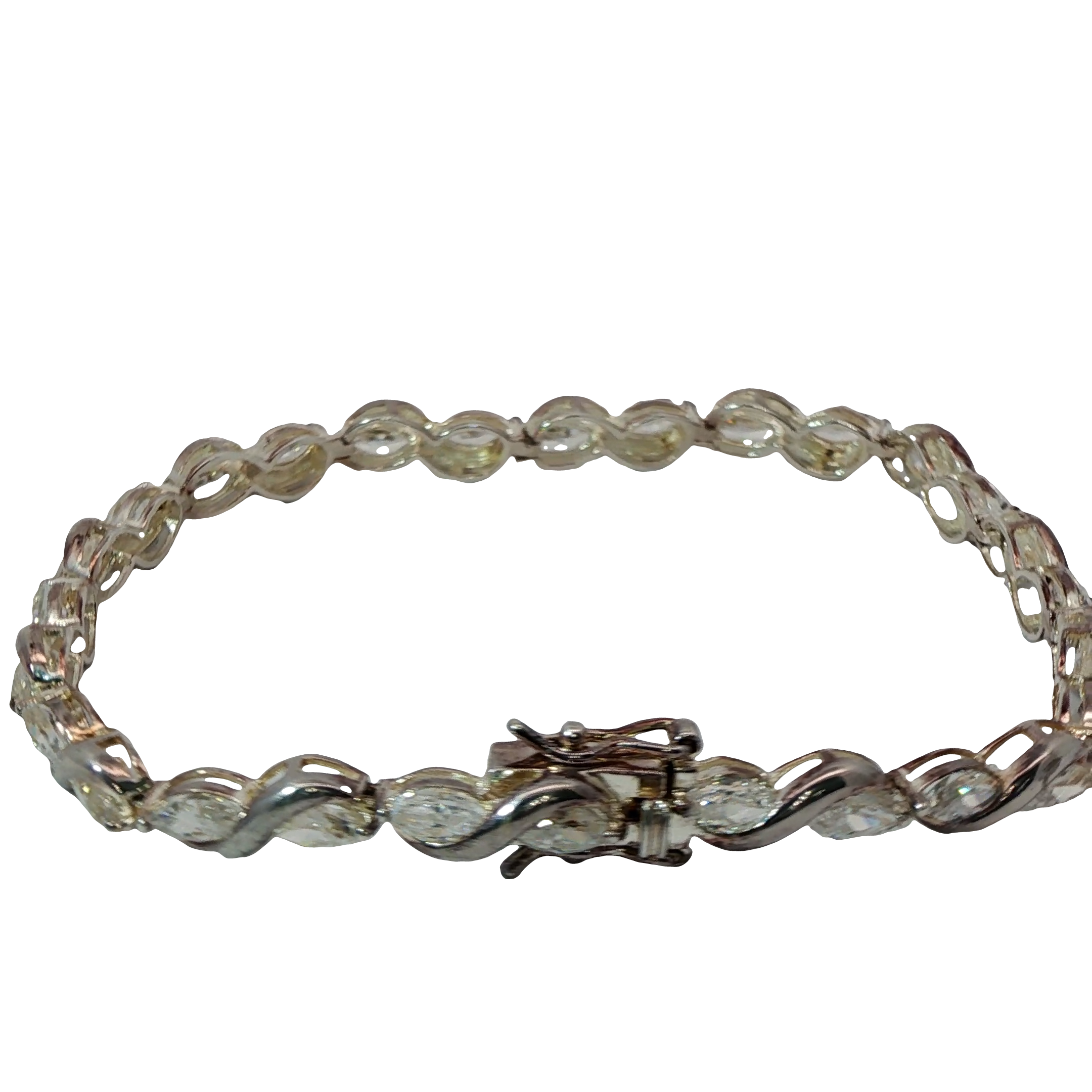 7.5” Pre-owned 925 Silver Tennis Bracelet with Oval CZ’s (12.18g)