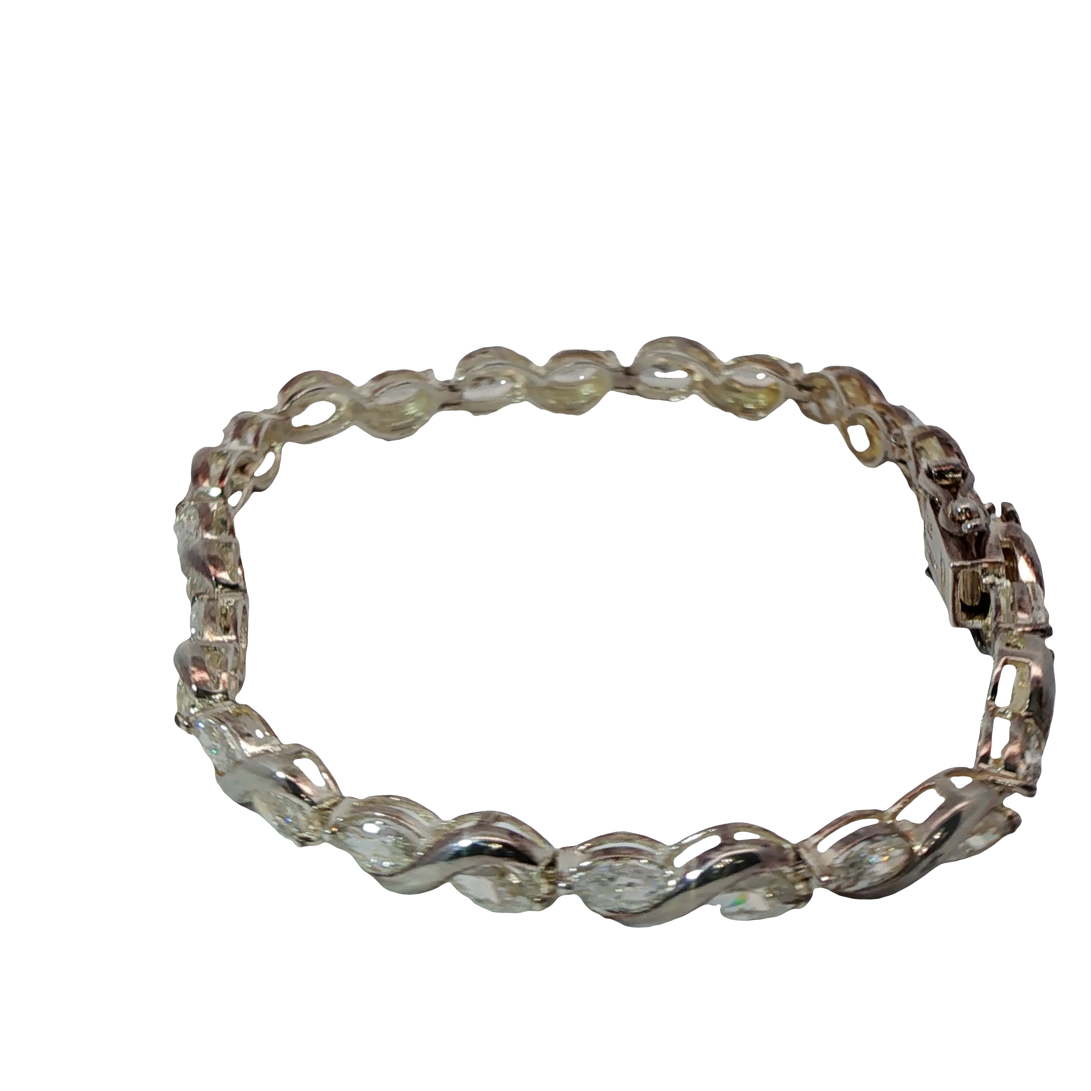 7.5” Pre-owned 925 Silver Tennis Bracelet with Oval CZ’s (12.18g)