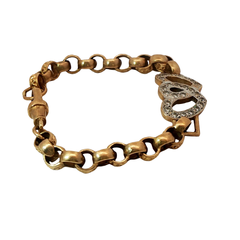 6.5” Pre-owned 9CT Stone Set Double Heart Belcher Bracelet (13.22g)