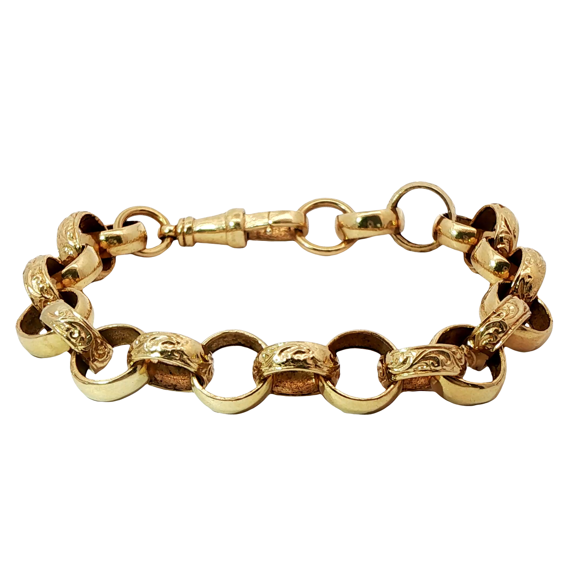 8.5” Pre-owned 9CT Patterned & Plain Belcher Bracelet (24.69g)
