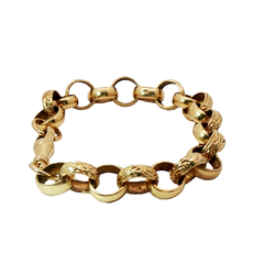 8.5” Pre-owned 9CT Patterned & Plain Belcher Bracelet (24.69g)
