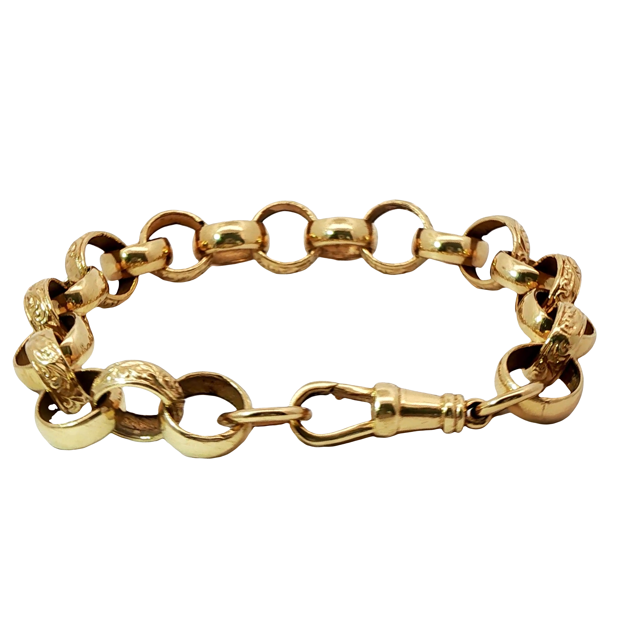8.5” Pre-owned 9CT Patterned & Plain Belcher Bracelet (24.69g)