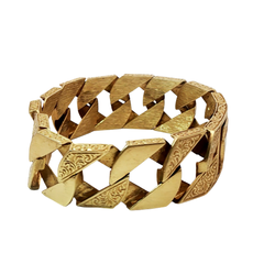 9.5” Pre-owned 9CT Gold Solid Patterned Curb Bracelet (83.2g)