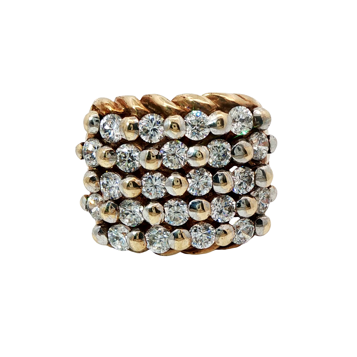 9CT Pre-owned Stone Set 5 Row Keeper Ring (Size Z+1)