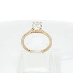 Oval Solitaire Taper Shoulders 1CT VS1 E/F 18CT Yellow Gold Ring Size J
