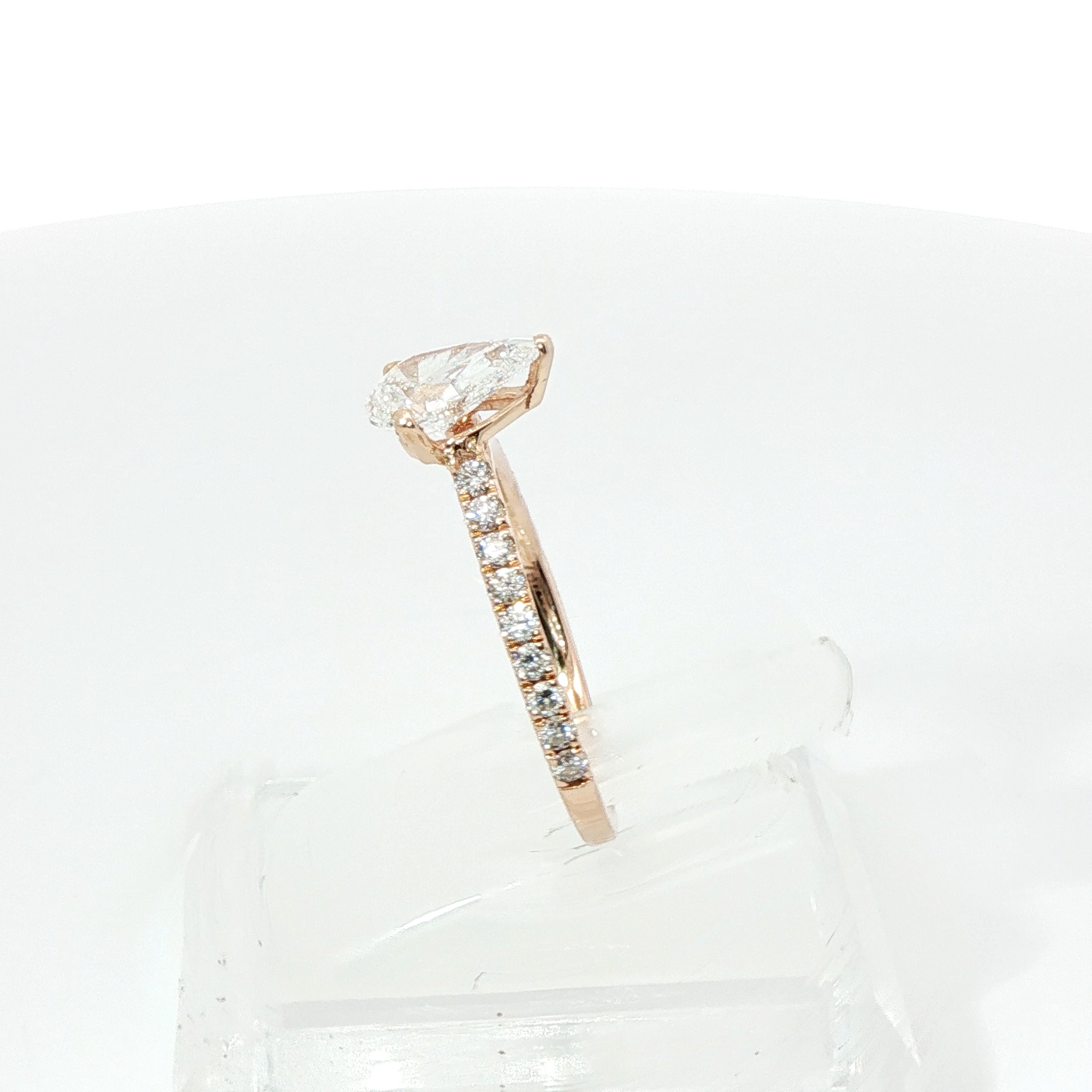 Solitaire with Diamond Shoulder 1CT Centre TCW 1.5 VVS2 E 18CT Rose Gold Ring Size K